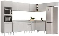 Armário de Cozinha Modulada de Canto 8 Peças CP08 Balcão com Tampo Bra