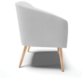 Poltrona Decorativa Pé Palito Natural Stella Linho Cinza Claro D03 - D'Rossi