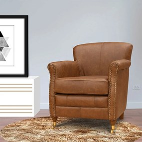 Kit 02 Poltronas Decorativas Sala de Estar Brunei Pés Príncipe Couro Mel G58 - Gran Belo