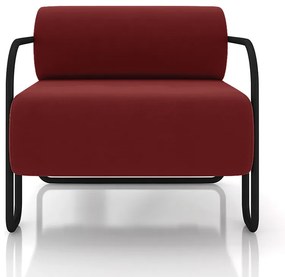 Poltrona Sala de Estar Industrial Preto Ameli Veludo K01 - D'Rossi - Vermelho