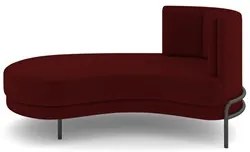 Chaise Longue Divã 164cm Braço Direito Logus D06 Veludo Vermelho - Mpo