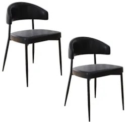 Cadeira de Jantar Estofada Kit 2 Chloe M25 Sintético Preto - Mpozenato