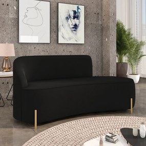 Sofá 3 Lugares Orgânico 180cm Pé Dourado Morgan Suede D03 - D'Rossi - Preto