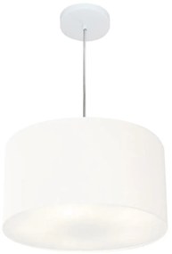 Lustre Pendente Cilíndrico Md-4099 Cúpula em Tecido 40x25cm Branco - Bivolt