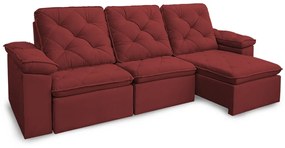 Sofá Reclinável Retrátil 3 Lugares 290cm Verus Veludo Vermelho - Sheep Estofados - Vermelho