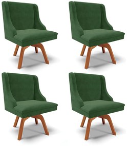 Kit 04 Cadeiras de Jantar Liz Suede Verde Base Madeira MM35 D03 - D'Rossi