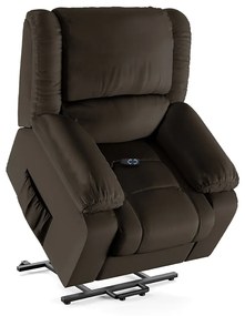 Poltrona do Papai Reclinável Sala de Cinema Madrid Elevação Lift Elétrico PU Marrom  G23