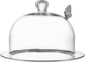 Porta Doces Prata Grande c/ Cúpula e Aplique Borboleta