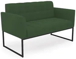 Sofá Namoradeira e 2 Poltronas Base Industrial Preto Ana Veludo Verde