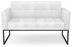 Sofá Namoradeira Base Industrial Preto Ana Sintético PU Branco - Ibiza