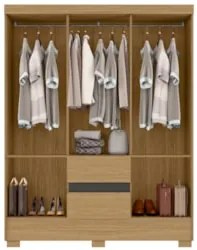 Guarda Roupa Casal 150cm 6 Portas Raely Atacama/Grafite A15 - Mpozenat