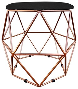 Puff Aramado Hexágono Decorativo Industrial Cobre com Suede D03 - D'Rossi - Preto