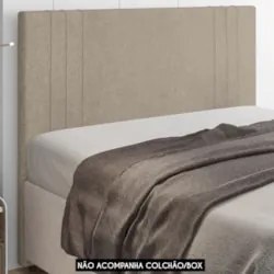 Cabeceira Cama Box Queen 160cm Estofada Rama Boucle Capuccino Z04 - Mp
