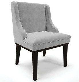 Cadeira Decorativa Sala de Jantar Base Fixa de Madeira Firenze Suede Cinza/Preto G19 - Gran Belo