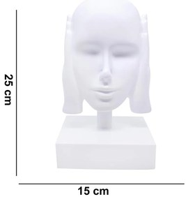 Escultura Máscara Rosto Surdo Branco Em Cerâmica  25x15x14 Cm B02 - D'Rossi