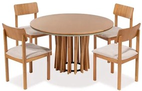 Conjunto Mesa Oliva + 04 Cadeiras Luna Assento Bege - 78494 Sun House
