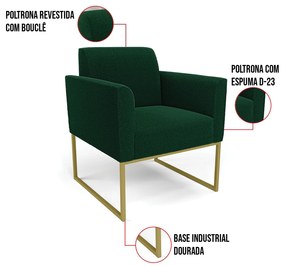 Namoradeira e Poltrona Industrial Dourado Marisa Bouclê D03 - D'Rossi - Azul