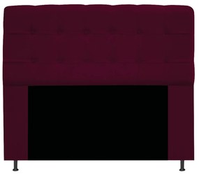 Cabeceira Estofada Mel 140 cm Casal Com Botonê  Suede Bordô - ADJ Decor