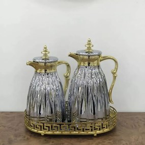 Kit 2 Garrafas Términas 1 Litro e 700 ML Marselha Quente Frio Prata/Dourada G95 - Gran Belo