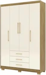 Guarda Roupa Solteiro 150cm 4 Portas Otto Nature/Champanhe V02 - Mpoze
