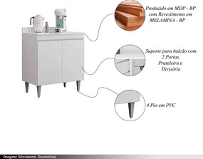 Conjunto Balcão de Cozinha com Tampo Papin MDP/BP Branco G96 - Gran Belo