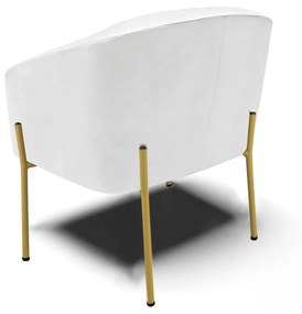 Poltrona Decorativa Pé de Ferro Dourado Stella Sintético PU D03 - D'Rossi - Branco