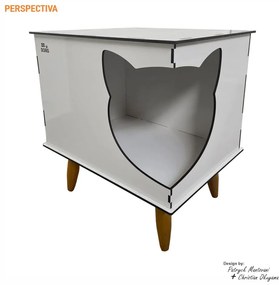 Casinha de Gato Cat Line B900 Pés Palito Bege - Sheep Estofados - Bege
