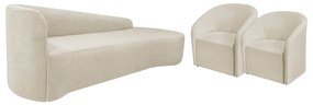 Kit Sofá Curvo França 180cm LD. e 2 Poltronas Luiza Max Conforto, Elegância e Design Moderno Bouclé