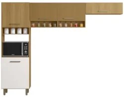 Armário de Cozinha 260cm Nicole Freijó UV/Ripado/Off Acetinado Z44 - M