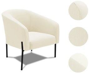 Poltrona Decorativa Pé de Ferro Preto Stella Cotelê Ext/Veludo D03 - D'Rossi - Off White