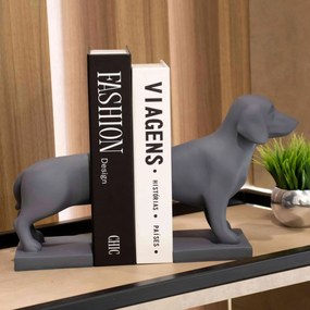 Aparador de Livros Decorativo Em Resina Cinza Mate 21x27x12 Cm - D'Rossi