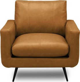 Kit 2 Poltronas Decorativas Paloma Sala de Estar Pés em Aço Couro Caramelo Manchado G88 - Gran Belo