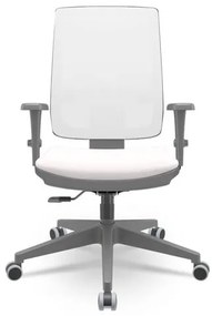 Cadeira Brizza Diretor Grafite Tela Branca Assento Vinil Branco Base RelaxPlax Piramidal - 66376 Sun House