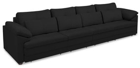Sofá Retrátil Elétrico Sala de Estar Nolan Bipartido 379cm Conforto Premium em Couro Preto G58 - Gran Belo