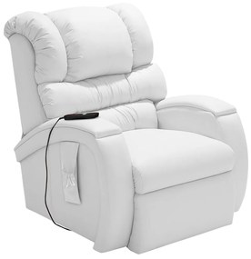 Poltrona do Papai Reclinável Elétrica com Controle Sala de Estar Oasis PU Sintético Branco G23 - Gran Belo