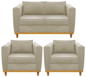 Kit Sofá 2 Lugares e 2 Poltronas Europa Linho Bege ADJ Decor