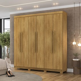 Guarda Roupa Casal Doral 218cm 6 Portas de Bater 2 Gavetas Nature G98 - Gran Belo