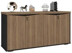 Balcão para Escritório com Chave 148cm Corp A06 Nogal/Preto - Mpozena