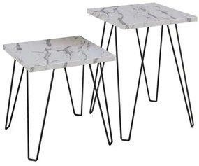 Conjunto de Mesas Quadradas Thassos Estrutura Preta 60cm - 57305 Sun House