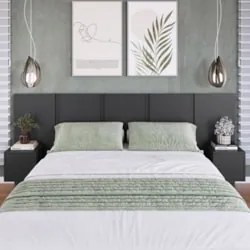 Cabeceira Cama Queen 220cm e Mesas Laterais Ohana Grafite A05 - Mpozen
