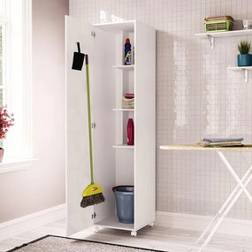 Armário Multiuso Lavanderia 3 Prateleiras 1 Porta - Branco