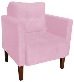 Poltrona Livia Suede Pés Chanfrado Castanho D01 - D'Rossi - Rosa Bebê