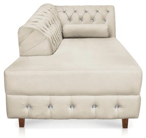 Divã Chesterfield 165 cm Capitonado com Strass Suede D'Rossi - Bege