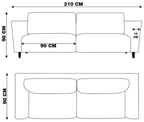 Sofá 210cm Decorativo Sala de Estar Franz Linho Bege G52 - Gran Belo