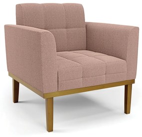 Poltrona Sala Decorativa Elisa Base de Madeira Castanho Bouclê D03 - D'Rossi - Rose