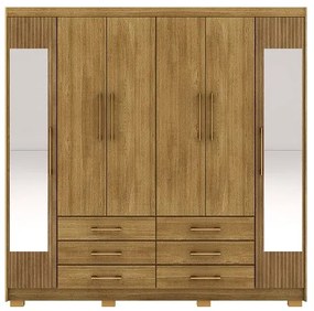 Guarda Roupa Com Espelho Canadá 6 Portas e 6 Gavetas Nature/Brisa - Vila Rica Móveis