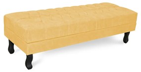 Puff Baú Decorativo Capitonê Luis XV 140x40cm Suede Amarelo - Sheep Estofados - Amarelo