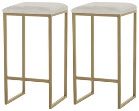 Kit 2 Banqueta Decorativa Billie Base Gold Suede Bege G41 - Gran Belo