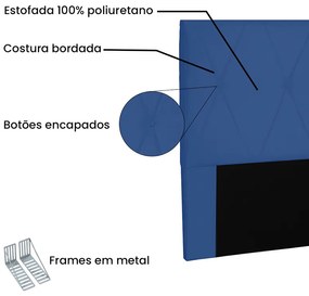 Cabeceira Cama Box Casal King 195cm Aquilla Suede Azul Marinho - Sheep Estofados - Azul