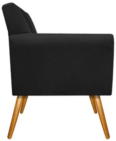 Poltrona Laura Pés Palito Mel Suede Preto - ADJ Decor